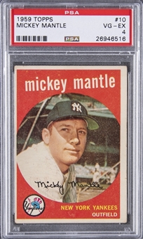 1959 Topps #10 Mickey Mantle - PSA VG-EX 4